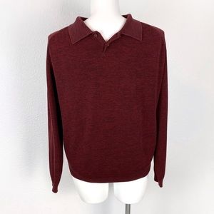 3/$15 Tommy Bahama XL Pullover Sweater Silk Burgundy Red Button Neck Collared